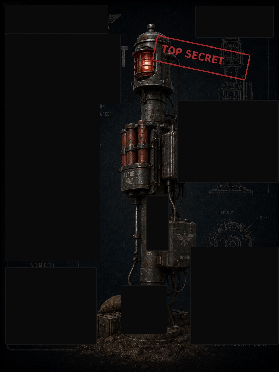Redacted flare signal mast